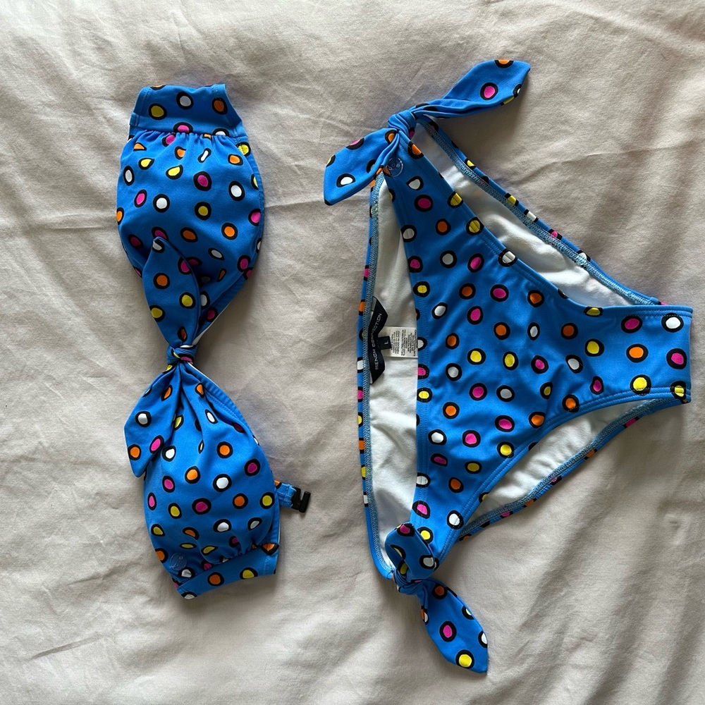 French Connection Blue Bikini with Colorful Dots
